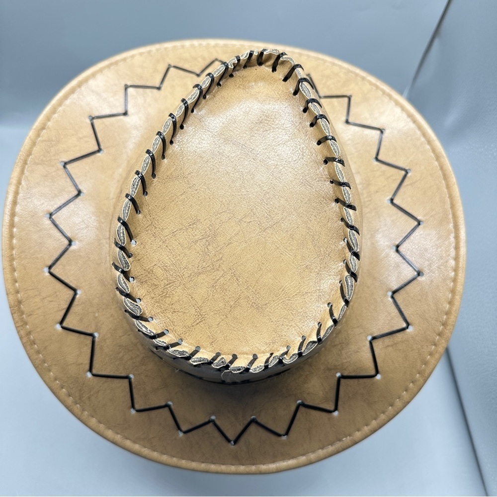 Cowboy Tan Unisex Summer Sunny Club Beach Holiday Hats with Black Stitching